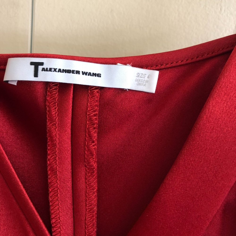 T by Alexander Wang satin twist midi dress, sz 4 - Picture 4 of 8